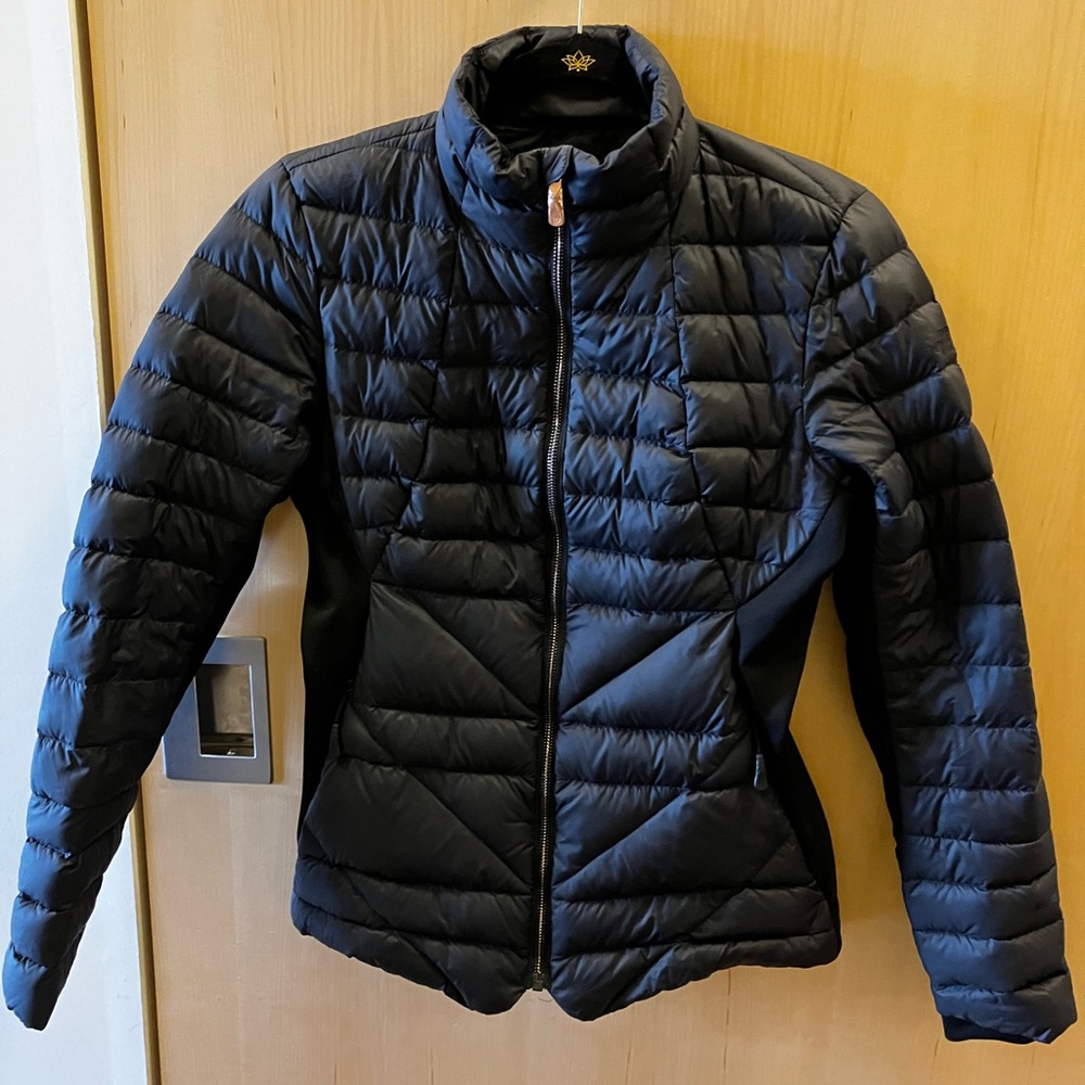 North Face puffer jacket with rose gold zipper